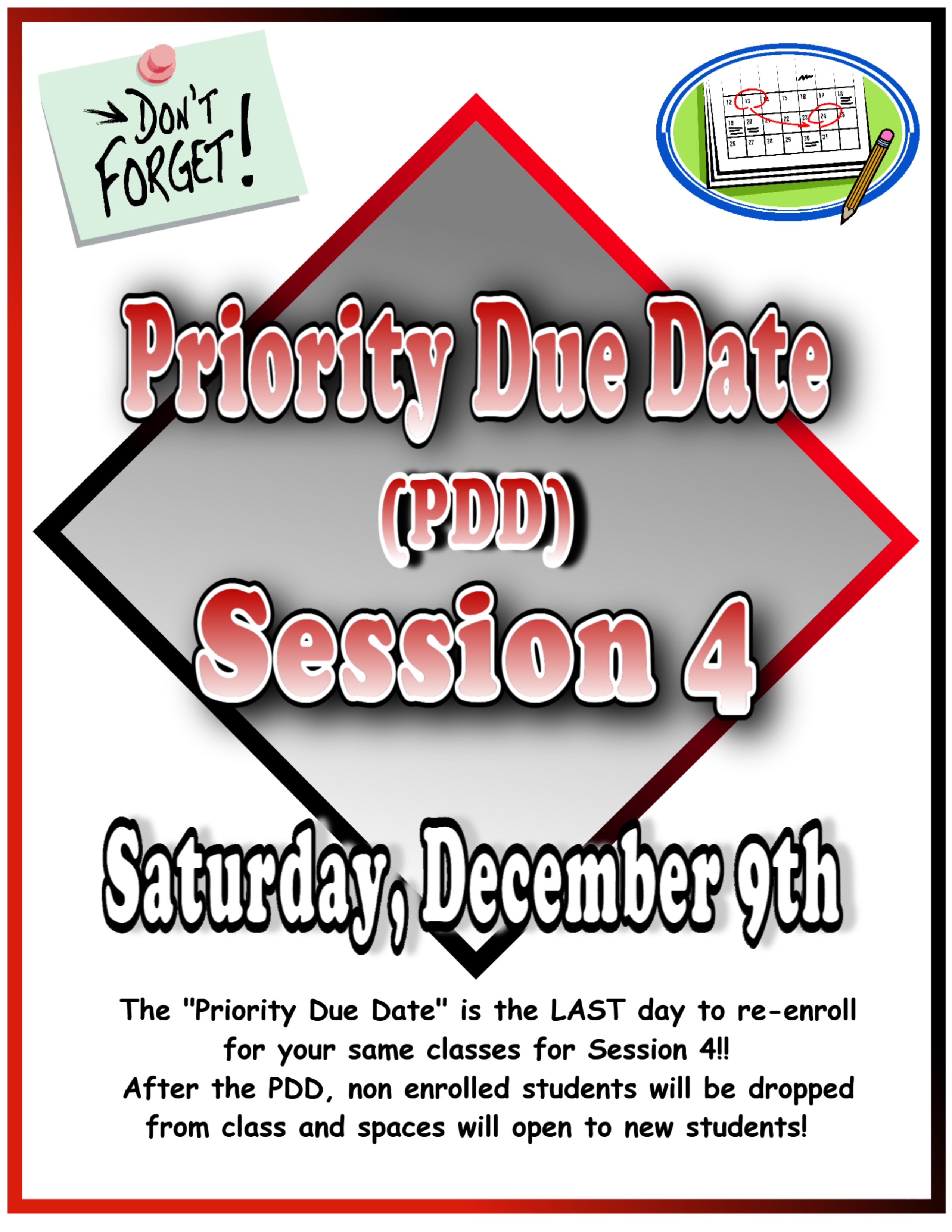 Priority Due Date for Session 12